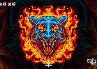 Tiger On Fire t shirt designs for sale