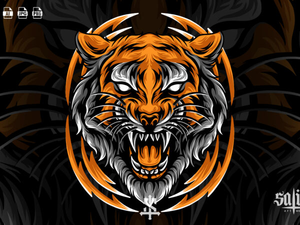 Tiger head t shirt designs for sale