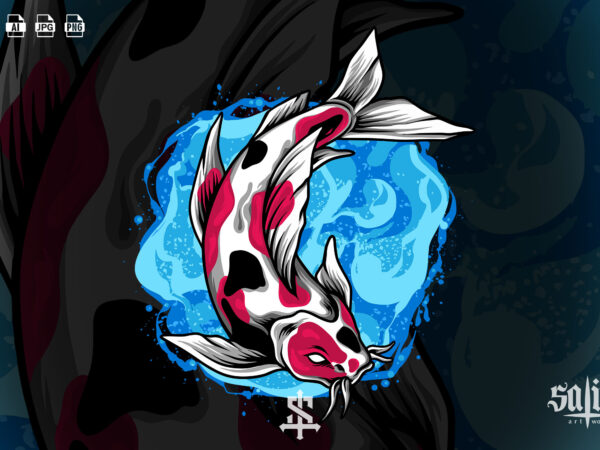 Koi fish illustration t shirt vector art