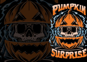 Pumpkin surprise illustration for t-shirt