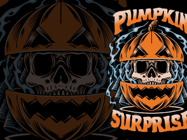 Pumpkin surprise illustration for t-shirt