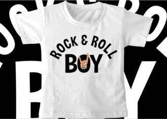 kids t shirt design svg funny rock and roll boy typography graphic vector