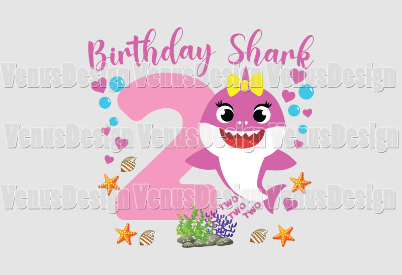 2nd Birthday Shark Girl Editable Tshirt Design