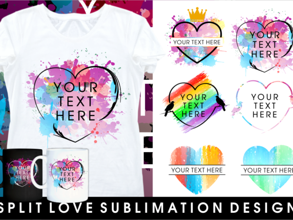 Split love sublimation t shirt design bundle