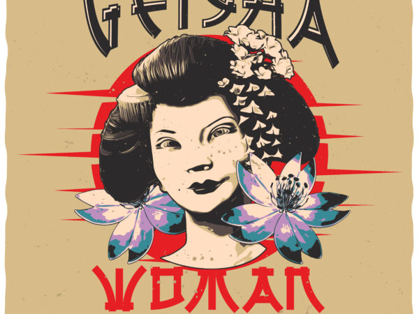 Geisha. editable t-shirt design.