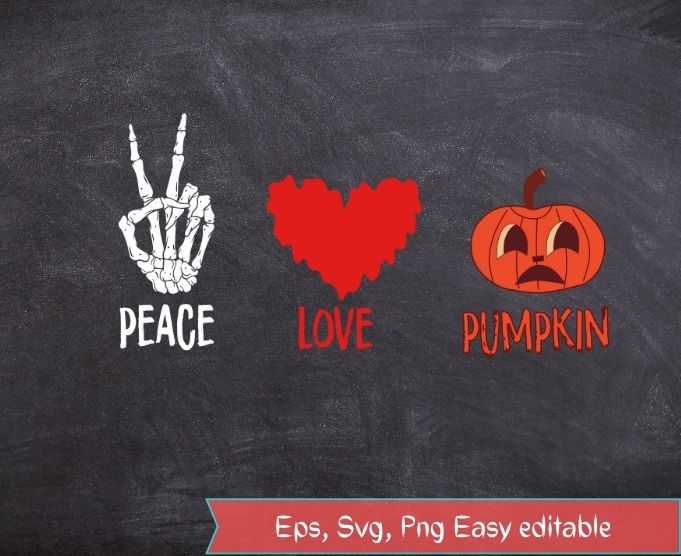 Peace Love Pumpkin Trick Or Treating Scary Halloween T-Shirt design svg