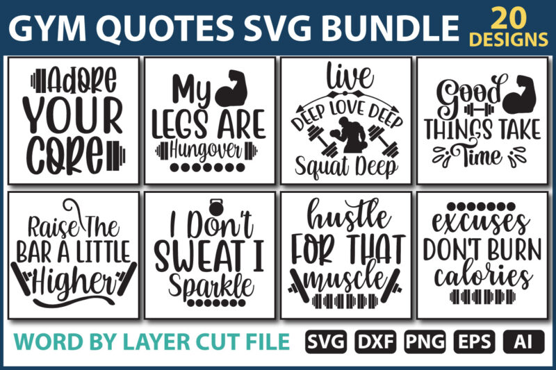 Gym Quotes SVG Bundle