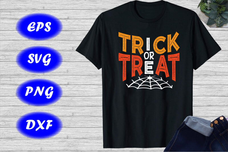 Trick Or Treat Shirt Spider Net Print Template Halloween Shirt
