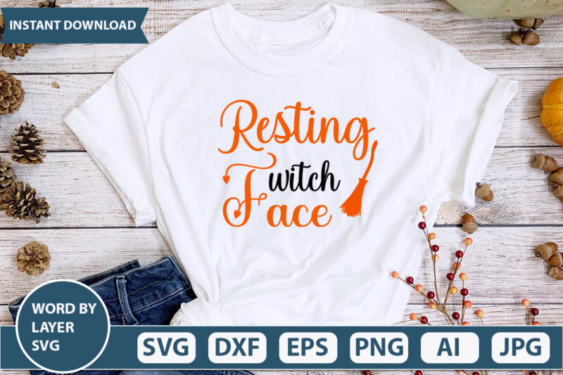 Resting Witch Face SVG Vector for t-shirt