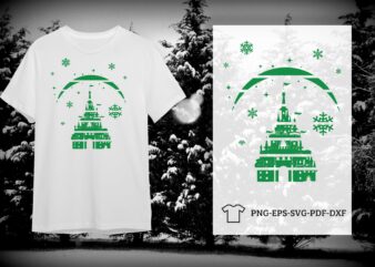 Christmas Castle Silhouette SVG Diy Crafts Svg Files For Cricut, Silhouette Sublimation Files