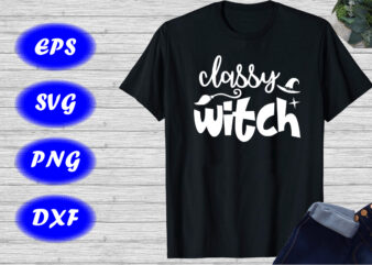 Classy Witch Shirt Halloween Shirt h Halloween Hat, Broom Shirt template t shirt vector file