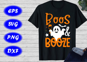 Boos And Booze Shirt Halloween ghost drinking shirt Halloween bats shirt happy Halloween shirt print template