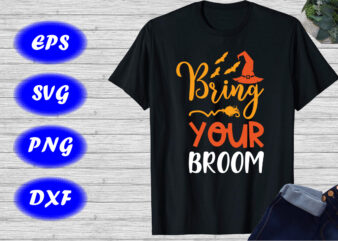 Baking Your Broom Halloween Hat, Bats Broom Shirt Print Template