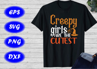Creepy girls are the cutest Shirt Halloween Hat, spider net shirt Halloween shirt print template
