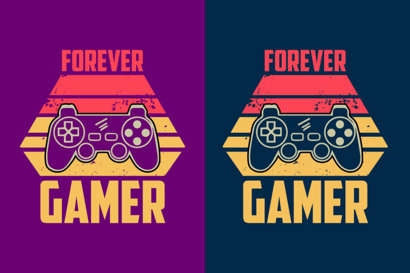 Forever gamer typography vintage gaming t shirt design