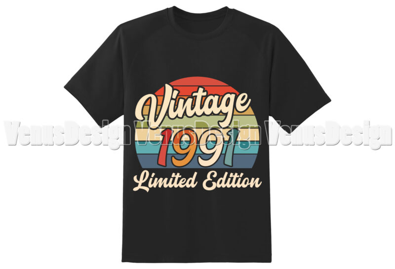 Vintage 1991 Limited Edition Editable Tshirt Design