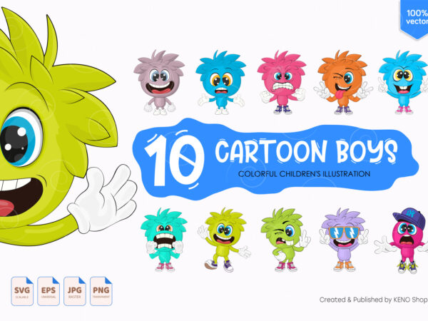 10 cartoon boys.