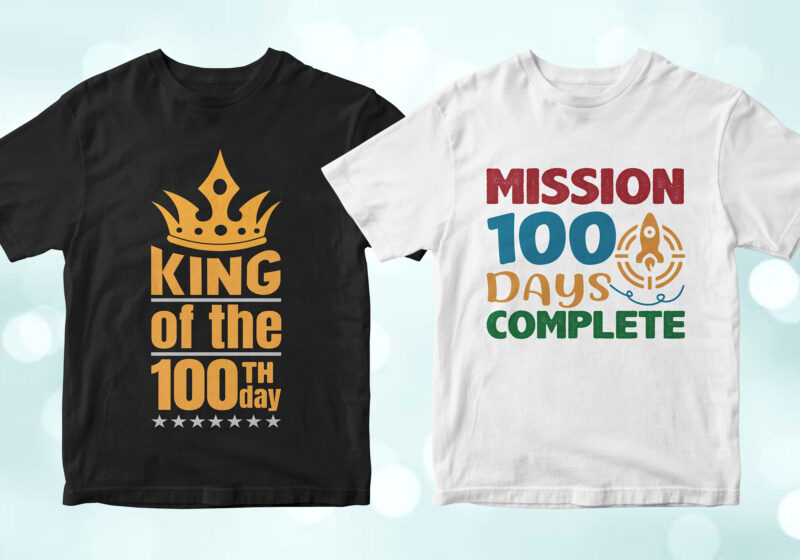 t-shirt vector 100 Days of School 50 Editable Vector T-shirt Designs Bundle in Ai Svg Png Printable Files, Back to school 100 Days of school party designs svg files