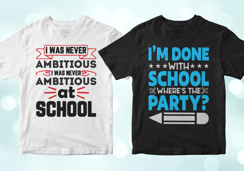 t-shirt vector 100 Days of School 50 Editable Vector T-shirt Designs Bundle in Ai Svg Png Printable Files, Back to school 100 Days of school party designs svg files