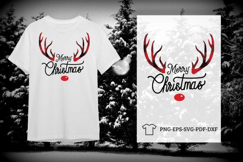 Merry Christmas Deer Horn Buffalo Plaid Decor Idea Diy Crafts Svg Files For Cricut, Silhouette Sublimation Files