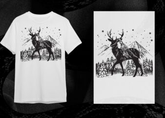 Christmas Night Gift, Forest Deer Silhouette Svg Diy Crafts Svg Files For Cricut, Silhouette Sublimation Files t shirt vector file