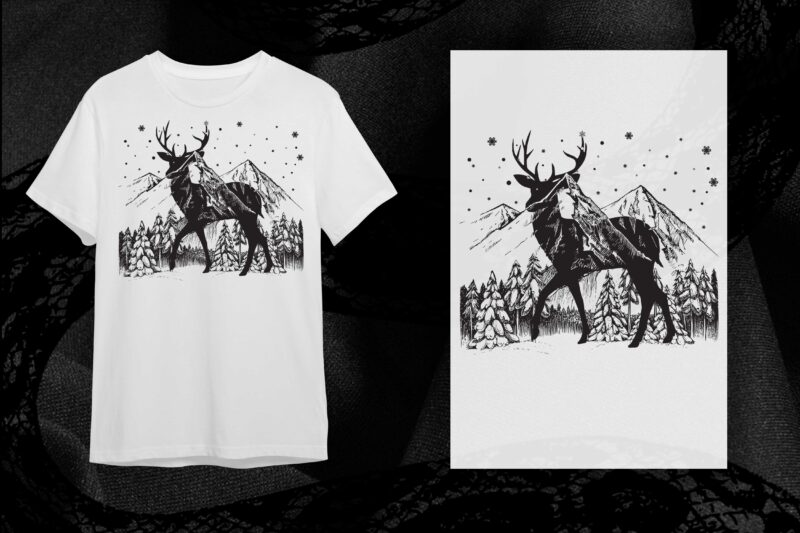 Christmas Night Gift, Forest Deer Silhouette Svg Diy Crafts Svg Files For Cricut, Silhouette Sublimation Files