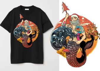 neptune king of sea T shirt vector artwork