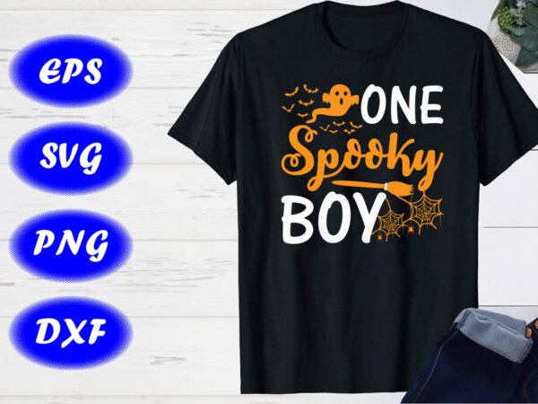 One spooky boy halloween print template shirt, halloween ghost, broom, spider net shirt