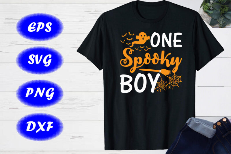 One spooky boy Halloween print template Shirt, Halloween Ghost, broom, spider net Shirt