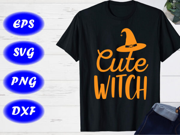 Cute witch shirt print template shirt, halloween hat shirt