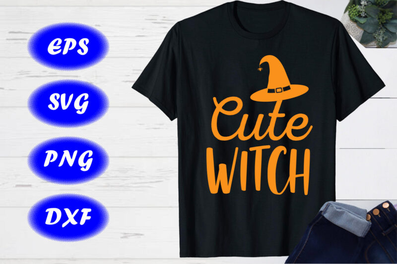 Cute witch shirt print template shirt, Halloween Hat shirt
