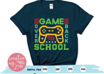 game over back to school t shirt design template