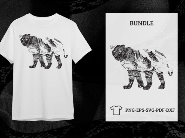 Leopard mountain silhouette svg gift diy crafts svg files for cricut, silhouette sublimation files t shirt vector graphic
