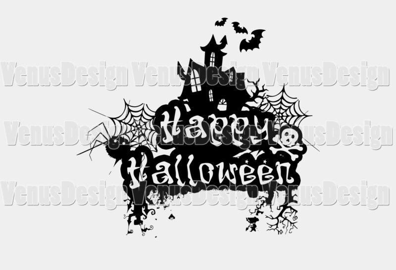 Happy Halloween Haunted House Editable Tshirt Design