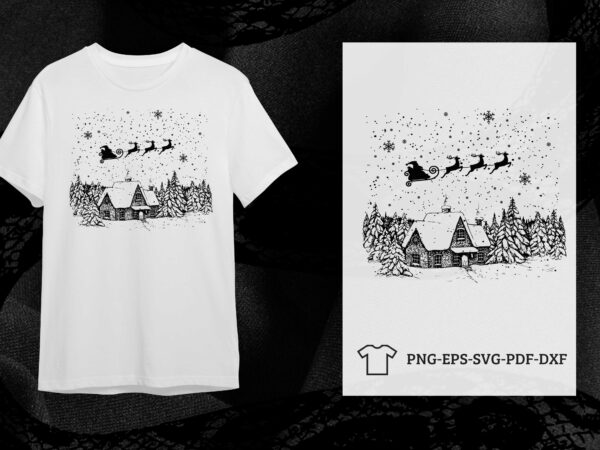 Christmas night gift idea, santa and deer silhouette diy crafts svg files for cricut, silhouette sublimation files t shirt vector file Christmas night gift idea, santa and deer silhouette diy crafts svg files for cricut, silhouette sublimation files t shirt vector file