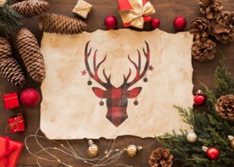 Christmas Reindeer Vector, Buffalo Plaid Reindeer Head Gift Diy Crafts Svg Files For Cricut, Silhouette Sublimation Files