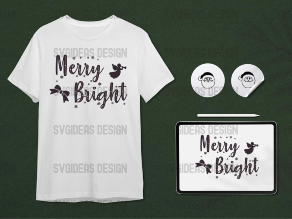 Merry bright christmas gift idea diy crafts svg files for cricut, silhouette sublimation files t shirt designs for sale