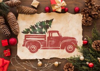 Christmas Red Truck Gift Idea Diy Crafts Svg Files For Cricut, Silhouette Sublimation Files t shirt vector file
