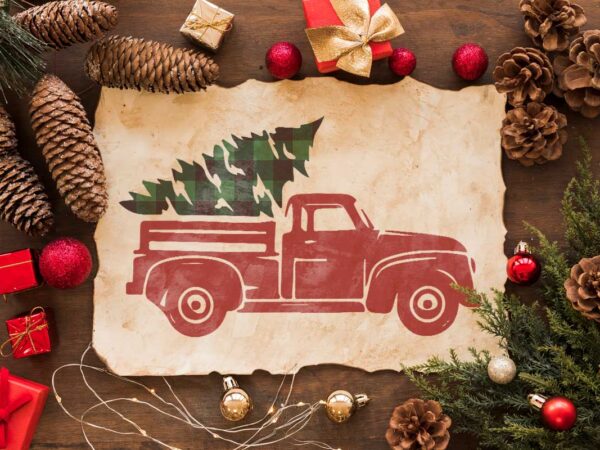 Christmas red truck gift idea diy crafts svg files for cricut, silhouette sublimation files t shirt vector file