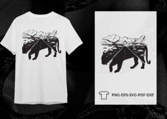 Leopard In Mountain Silhouette Gift Diy Crafts Svg Files For Cricut, Silhouette Sublimation Files t shirt vector graphic