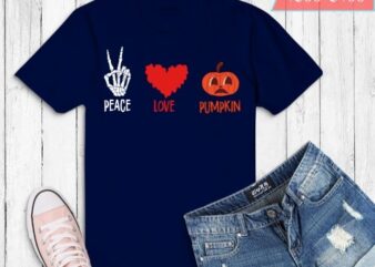 Peace Love Pumpkin Trick Or Treating Scary Halloween T-Shirt design svg