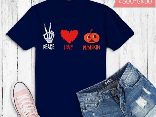 Peace love pumpkin trick or treating scary halloween t-shirt design svg
