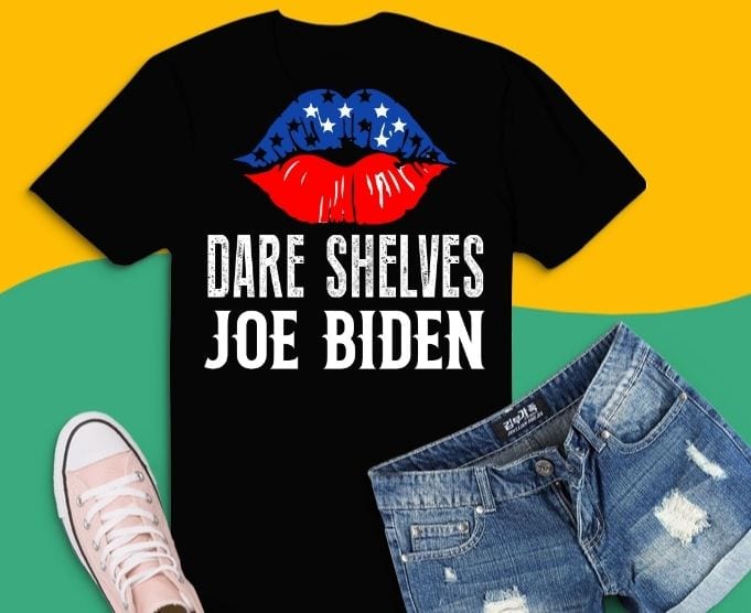 Bare Shelves Biden Funny usa flag women’s lip Meme T-Shirt design svg