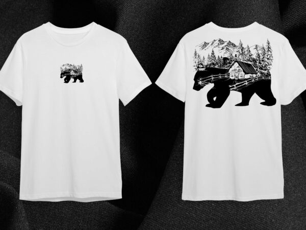 Bears in mountain and forest gift diy crafts svg files for cricut, silhouette sublimation files t shirt template