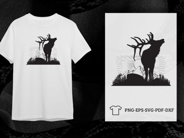 Deer mountain silhouette svg gift diy crafts svg files for cricut, silhouette sublimation files t shirt vector illustration