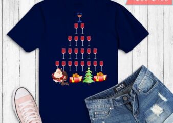 Wine Christmas Tree Xmas Ornament Decor Funny T-shirt design svg, Wine Christmas Tree Xmas png,