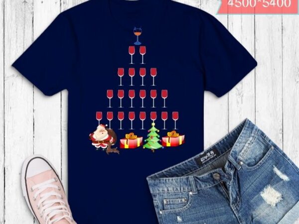 Wine christmas tree xmas ornament decor funny t-shirt design svg, wine christmas tree xmas png,