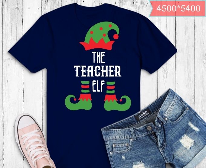 Teacher Elf Family Matching Christmas Group Gift Pajama T-shirt design svg, Teacher Elf Family Matching Christmas png,
