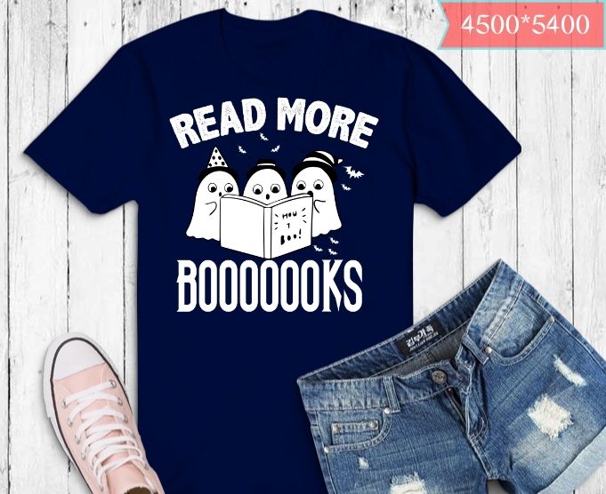 read more books halloween cute Ghost T-shirt design svg eps png