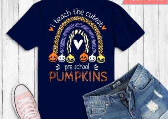 I Teach the Cutest Kindergarten Pumpkin Halloween Teacher T-shirt design svg